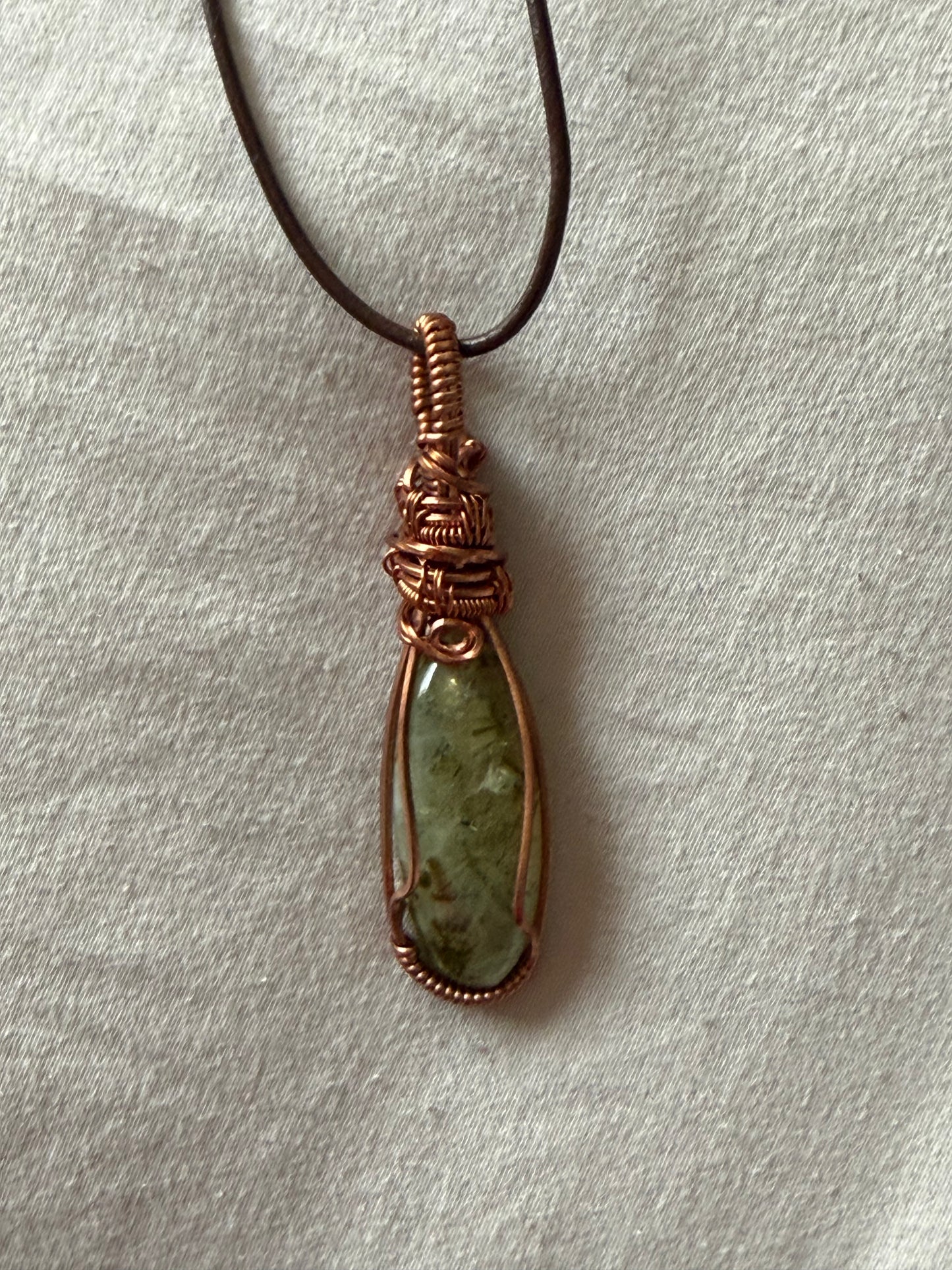 Prehnite with Epidote Pendant